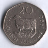 Монета 20 пенсов. 1992 год, Фолклендские острова.