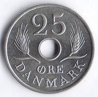 Монета 25 эре. 1969 год, Дания. C;S.