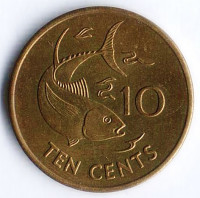 Монета 10 центов. 1994 год, Сейшельские острова.