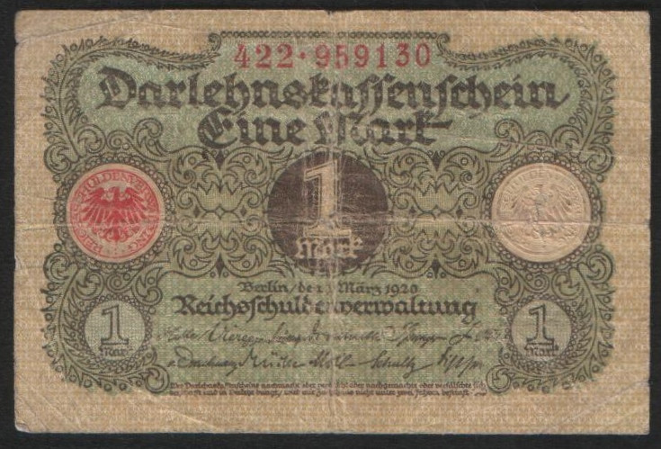 Бона 1 марка. 1920 год, Веймарская республика.