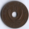 Монета 10 центов. 1937 год, Британская Восточная Африка.