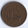 Монета 1/2 пенни. 1939 год, Великобритания.