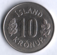 Монета 10 крон. 1973 год, Исландия.
