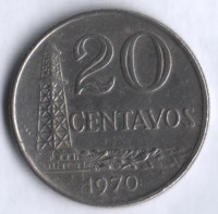 Монета 20 сентаво. 1970 год, Бразилия.