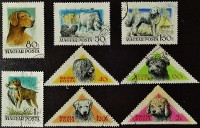 Набор почтовых марок (8 шт.). "Венгерские породы собак". 1956 год, Венгрия.