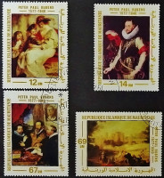 Набор почтовых марок (4 шт.). "400 лет со дня рождения Рубенса". 1977 год, Мавритания.