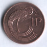 Монета 1 пенни. 1976 год, Ирландия.