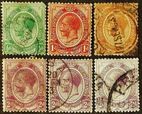 Набор марок (6 шт.). "Король Георг V". 1913-1920 годы, Южная Африка.