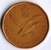 Монета 1 доллар. 2006 год, Канада. Зимние Олимпийские игры, Турин`2006.