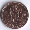 Монета 1 цент. 1973 год, Барбадос.