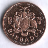 Монета 1 цент. 1974 (Р) год, Барбадос.