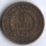 Монета 6 пенсов. 1938 год, Британская Западная Африка.