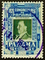 Почтовая марка. "Генерал Анастасио Сомоса". 1956 год, Панама.