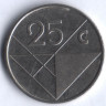 Монета 25 центов. 1991 год, Аруба.