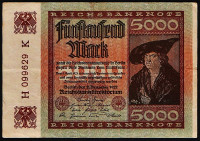Бона 5000 марок. 1922 год "K", Веймарская республика.