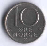 Монета 10 эре. 1982 год, Норвегия.