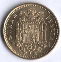 Монета 1 песета. 1975(78) год, Испания.