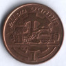 Монета 1 пенни. 1990 год, Остров Мэн.