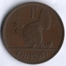 Монета 1 пенни. 1935 год, Ирландия.