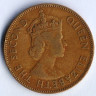 Монета 1 пенни. 1958 год, Ямайка.
