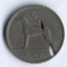 Монета 6 пенсов. 1928 год, Ирландия. Брак.