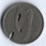 Монета 6 пенсов. 1928 год, Ирландия. Брак.
