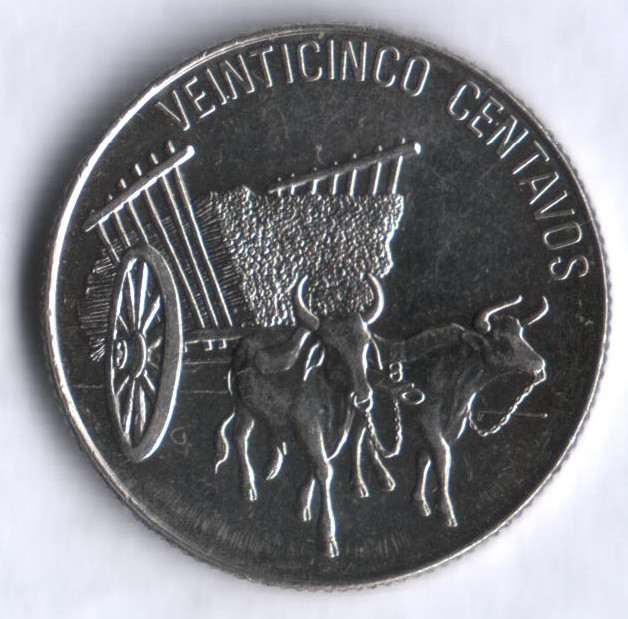 Монета 25 сентаво. 1989 год, Доминиканская Республика.