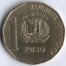 Монета 1 песо. 1993 год, Доминиканская Республика.