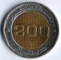 Монета 200 динаров. 2017 год, Алжир.