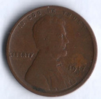 1 цент. 1917(D) год, США.