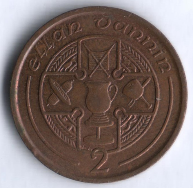 Монета 2 пенса. 1989(AA) год, Остров Мэн.
