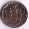 Монета 1 цент. 1987 год, Барбадос.