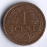 Монета 1 цент. 1968 год, Нидерландские Антильские острова.
