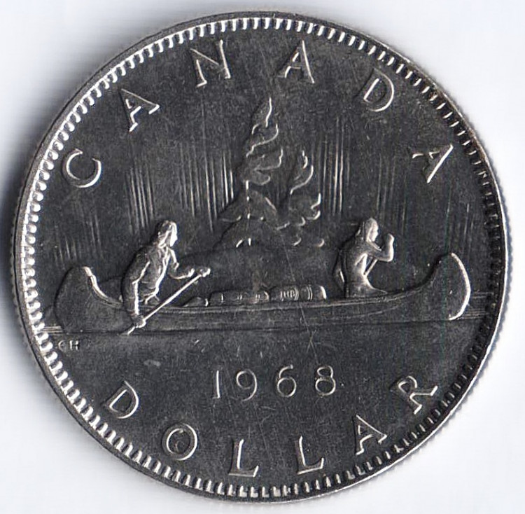 Монета 1 доллар. 1968 год, Канада.