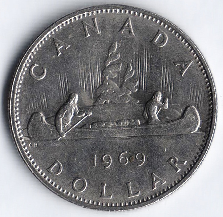 Монета 1 доллар. 1969 год, Канада.