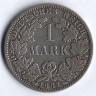 Монета 1 марка. 1881 год (A), Германская империя.