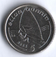 Монета 5 пенсов. 1990(AA) год, Остров Мэн.