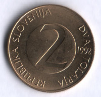 2 толара. 1992 год, Словения.