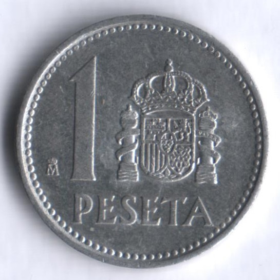 Монета 1 песета. 1982 год, Испания.