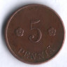 5 пенни. 1927 год, Финляндия.
