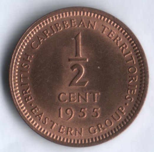 Монета 1/2 цента. 1955 год, Британские Карибские Территории.