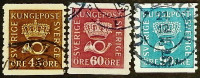Набор марок (3 шт.). "Корона и почтовый рог". 1920-1934 годы, Швеция.