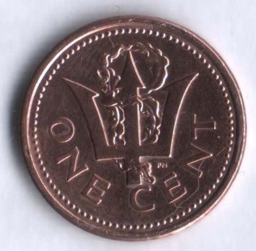 Монета 1 цент. 1995 год, Барбадос.