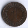 Монета 1 рейхспфенниг. 1929 год (A), Веймарская республика.