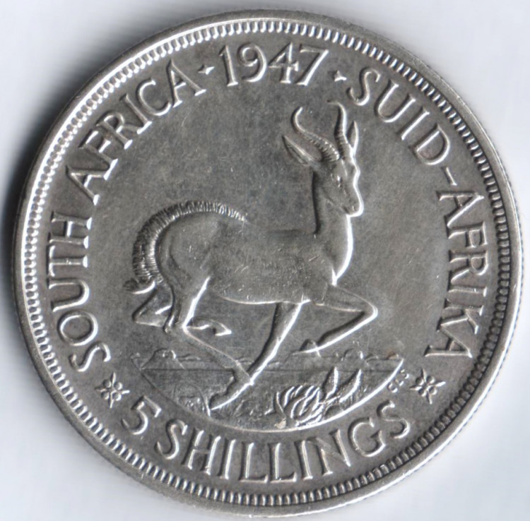 5 шиллингов. 1947 год, Южная Африка.