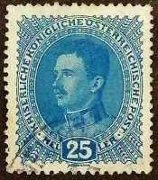 Почтовая марка (25 h.). "Император Карл I". 1917 год, Австрия.