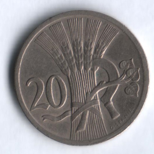 20 геллеров. 1938 год, Чехословакия.