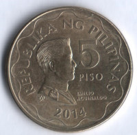 5 песо. 2014 год, Филиппины.