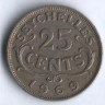 Монета 25 центов. 1969 год, Сейшельские острова.