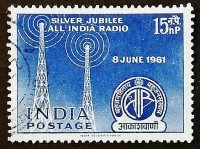 Почтовая марка. "Серебряный юбилей Индийского радио". 1961 год, Индия.